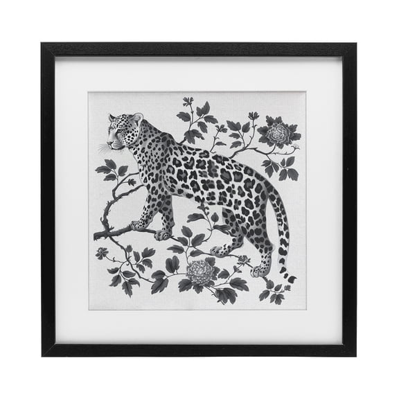 Monochrome Detail Leopard Black Framed Print Under Glass, design by Lettered and Lined