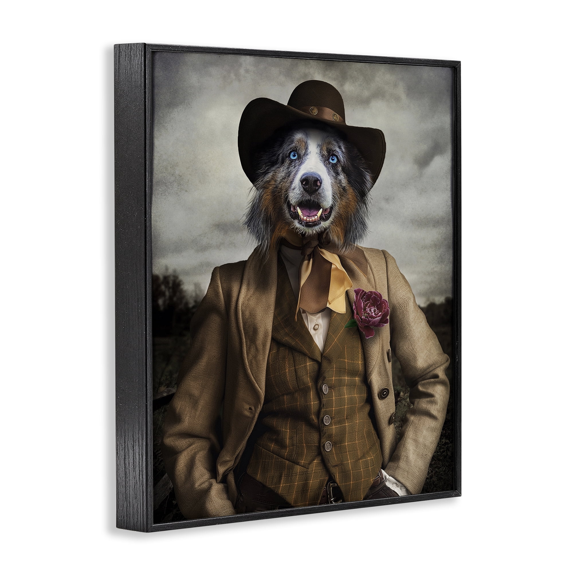 Stupell Industries Colonial Fashion Dog Animals & Insects Painting Black Framed Art Print Wall Art, 11 x 14