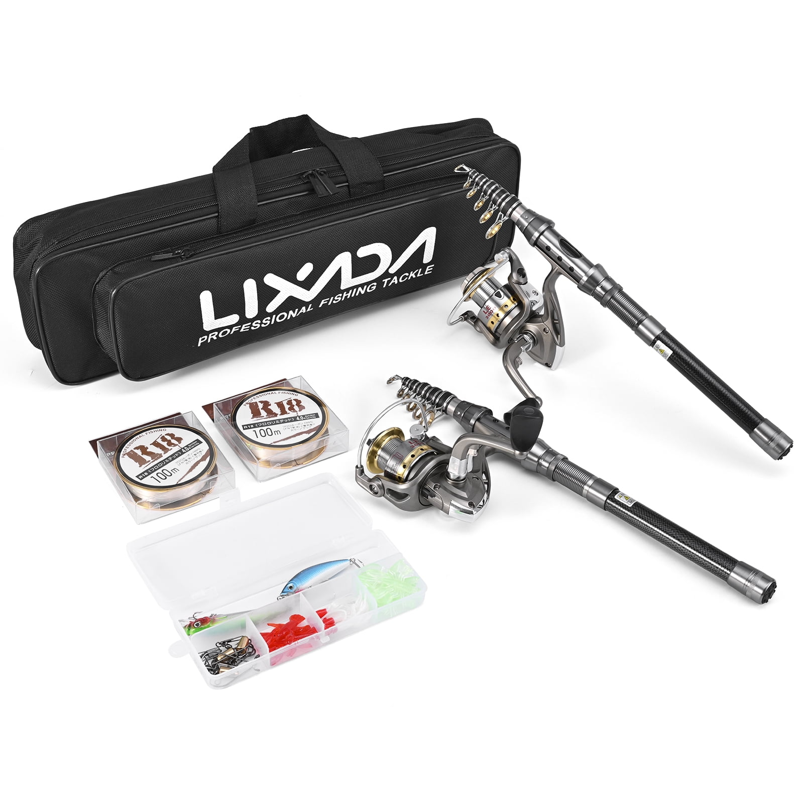 2.49cm lexada telescopic fishing rod set Lixada Pen Premium Mini Pocket Collapsible Pole Kit Fishing + Spinning Reel Combo Kit 1M / 1.4M / 1.8M / 2.1M : Sports & Outdoors a bait set 2 1m Small Line Capacity