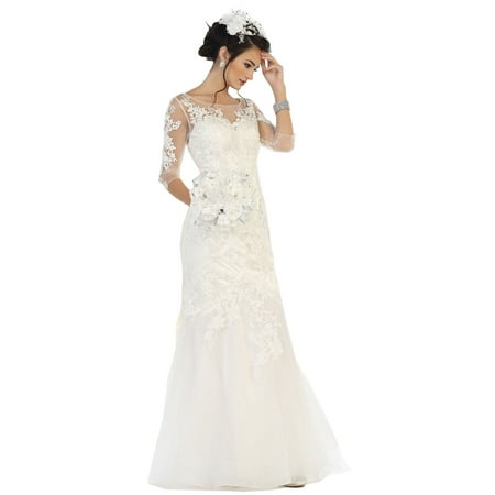 Royal Queen Stunning 3 4 Sleeve Mermaid Evening Gown Amp Plus