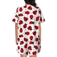 thumbnail image 3 of Lsque Ladybug And Heart Women's Short-Sleeved Pajama Set - 2 Piece Soft and Lightweight Sleepwear Set-X-Large, 3 of 9