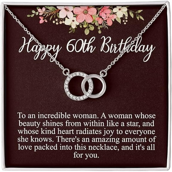 60th Birthday Jewelry Gift, For a Woman Turning 60, Necklace With Meaningful Message Card & Gift Box For Wife, Sister, Friend With Message Card