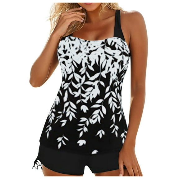 Juosiy Women Tummy Control Tankini Bathing Suit Ruffle High Waisted Swimsuit