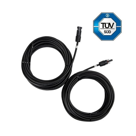 Renogy 30FT 10AWG Male and Female Extension Cables Solar Panel and Controller Connector Adaptor Wire Black 1 pair