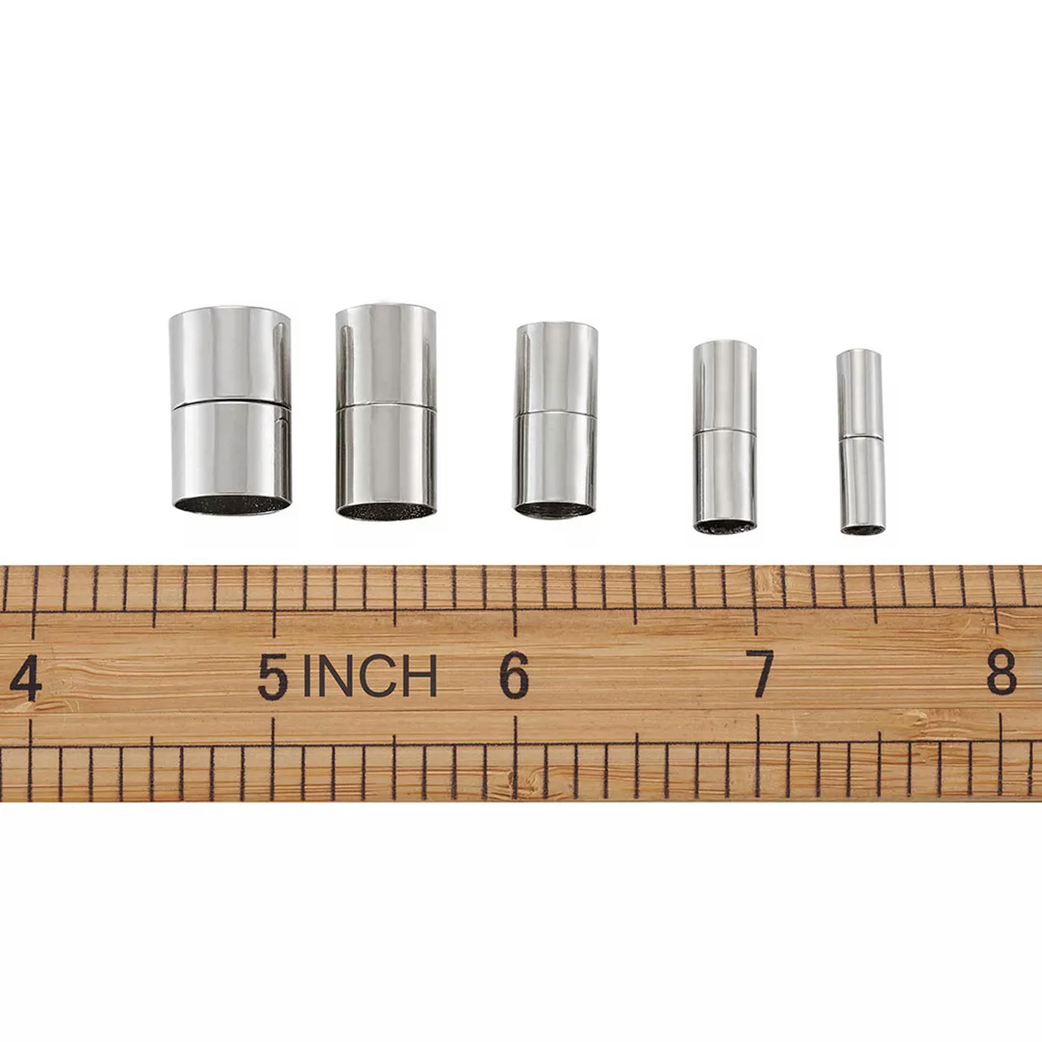 EOEMY 15Pcs Platinum Brass Magnetic Column Clasps Tube Leather Cord End Caps 20~22mm
