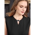thumbnail image 4 of DARING DIVA Women's Midi Sleeveless Pencil Dress Choker V Neck Work Dresses S Black, 4 of 7