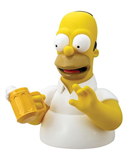 Homer Simpson with Beer Busted Bank Molded Coin Piggy Bank 