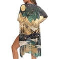 thumbnail image 5 of HELLHERO Lightweight Bathing Suit Cover Up for Summer Polyester Elegant Long Kimono Swimsuit Cover Up Snowy Mountain Starlit Sky Theme, 5 of 6