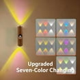 thumbnail image 4 of Rechargeable Smart Led Motion Sensor Ambient Light, Punch-Free Color Changing Motion Sensor Light for Stairs, Rechargeable RGB Led Wall Lamp, for Stairs, Wardrobe, Cabinet (Wood Color,3-Color), 4 of 7