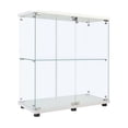 thumbnail image 7 of Holaki Two-door 2 Shelves Glass Display Cabinet with Door, Floor Standing Curio Bookshelf for Living Room Bedroom Office, 33.35"x 31.69"x 14.37",White, 7 of 7