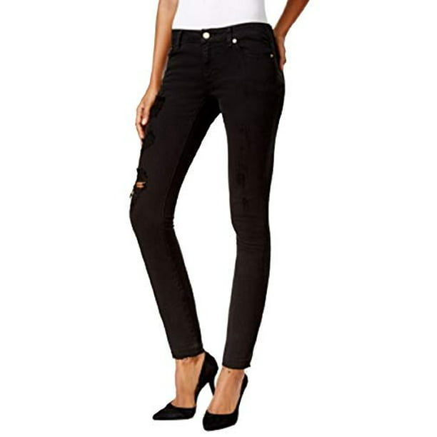 Michael Kors Izzy Worn Black Skinny Jeans Womens 2 Petite Black pants MSRP  $163 