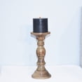 thumbnail image 2 of Handmade Mango Wood Eco-friendly Traditional Medium Burnt Set Of One 9" Pillar Candle Holder, 2 of 8
