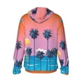 thumbnail image 3 of Uemuo Beach with Palm Trees Pattern Women's Full Zip UPF 50+ Sun Protection Hoodie Jacket Long Sleeve Sun Shirt Hiking Outdoor Performance with Pockets-Medium, 3 of 9