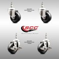 thumbnail image 2 of 3.5 Inch 316SS Soft Rubber Swivel 3/8 Inch Threaded Stem Caster Set 2 Brakes SCC, 2 of 2