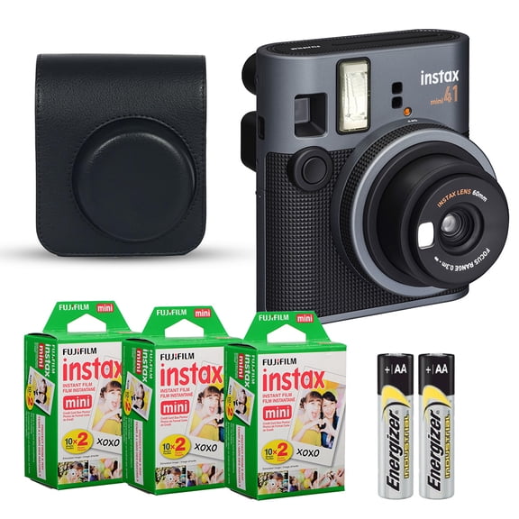 Fujifilm Instax Mini 41 Instant Film Camera (Black)   Case   Instax Mini Instant Film (60 Sheets)