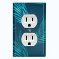 thumbnail image 1 of Metal Light Switch Plate Cover Tropical Jungle Palm Leaves Blue Teal JGL006, 1 of 13