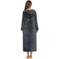 thumbnail image 3 of Posijego Zipper Robe for Women Fleece Bathrobe Lightweight Hooded Housecoat with Pockets Nightgowns, 3 of 6