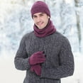 thumbnail image 3 of 3Pcs/Set Mens Beanie Scarf Gloves Set Knit Winter Fleece Lining Thick Hat, 3 of 8