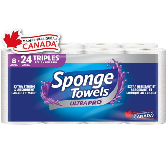 SpongeTowels UltraPRO Extra fort et absorbant, Mesure-au-choix® feuilles, 8 = 24 Rouleaux réguliers