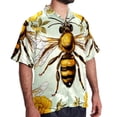 thumbnail image 2 of Starry Bees in the Sky Men's Short Sleeve Hawaiian Shirt, Casual Printed Button Down Beach Tops, Summer Poplin Spread Collar Unisex Button Down Shirts, 2 of 6