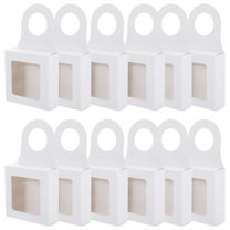 Hemobllo 25Pcs Decorative White Paper Wine Box with Window and Portable Handle for Gifting