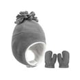 thumbnail image 2 of Spencer Baby Toddler Winter Hat and Glove Set Sherpa Lined Warm Fleece Earflap Beanie Hat & Mitten, Kids Winter Hat for Boys Girls 12-48 Months, Gray, 2 of 10