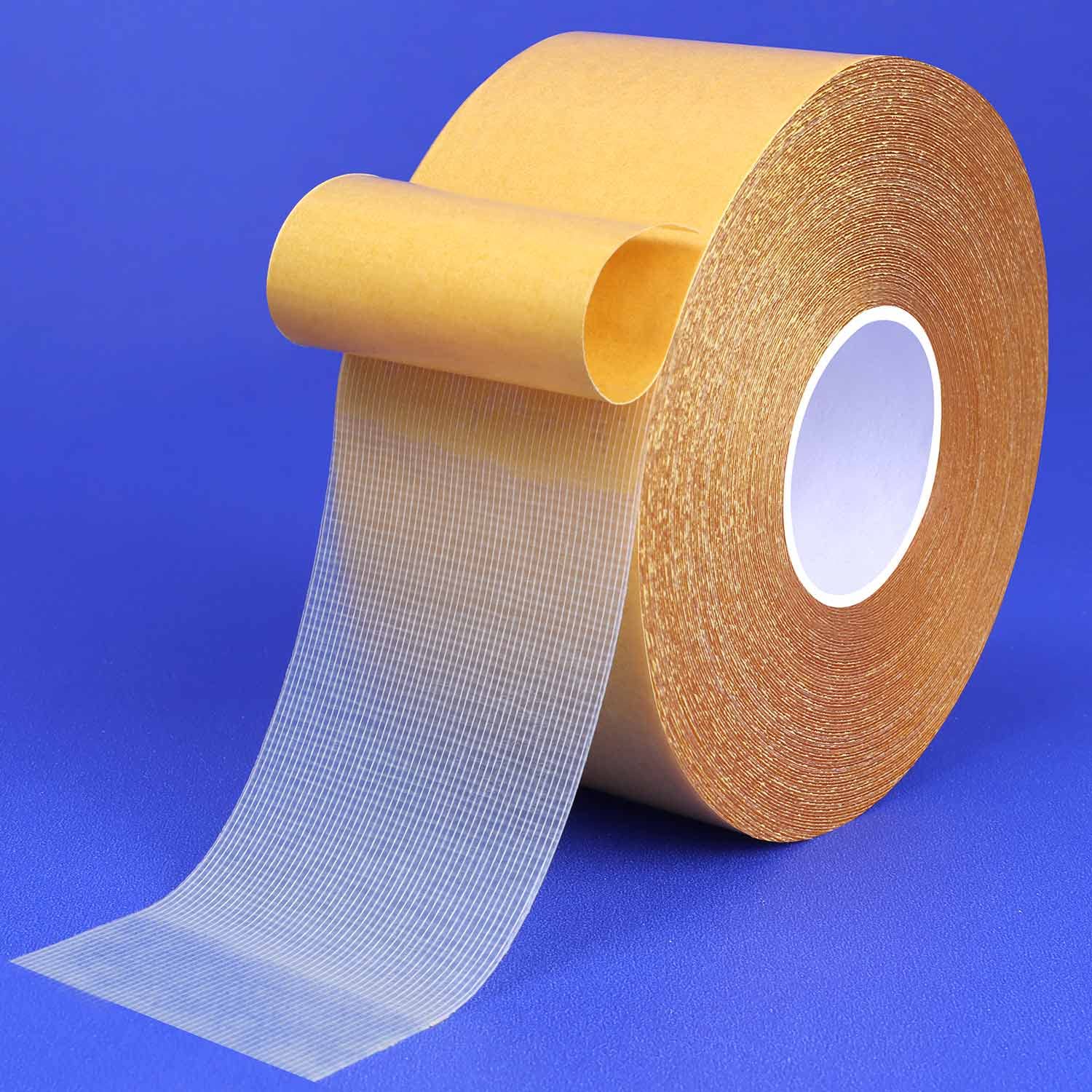 1 Roll Double Sided Tape Heavy Duty, 2inx66FT(20m), Universal High Tack  Strong Wall Adhesive with Fiberglass Mesh, Super Sticky Resistente Clear  Tape, Easy Use Transparent Tape 