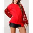 thumbnail image 5 of 2025 Nueva ropa navideña para mujer, jersey de retazos de lentejuelas a la moda, camiseta holgada de manga larga para mujer, sudadera, 5 of 5