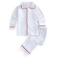 thumbnail image 2 of Kids Velvet Pajamas Toddler Button-Down Solid Long-Sleeve T-Shirt Top + Pants 2PCS Outfits Clothes, 2 of 4