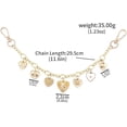 thumbnail image 2 of 12 Inch Length Love Inscription Seven Distinct Heart Charms Snap Hook Bag Charm Chain Keychain, Gold, 1 Count, 2 of 6