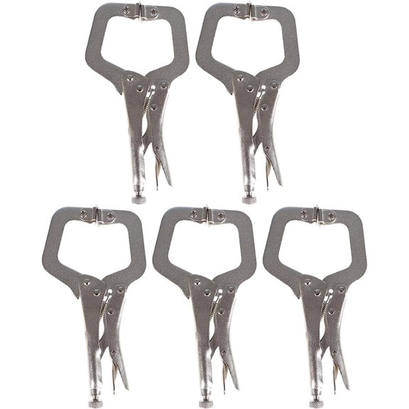 Handdo 5Pcs 6 Inch Locking C Clamps with Swivel Pads Locking Alloy Steel C Clamps Set Heavy Duty C-Type Locking Plier Table and Tool Vise Grip