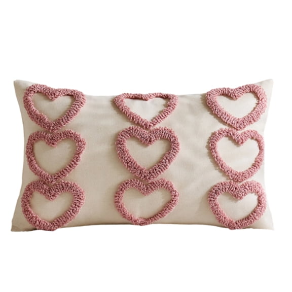 Plush Heart Embroidered Valentine's Day Pillow Cover, F1Pc Decorative Throw Pillow Case For Bedroom Living Room Sofa