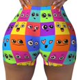 thumbnail image 2 of Haiem Doodle Faces Emotions No Front Seam Biker Shorts for Women Yoga Workout Gym Bike Shorts with Tummy Control Moisture-Wicking-, 2 of 9