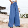 thumbnail image 4 of WULMLEO Wide Leg Pant for Women Casual Loung Palazzo Pants High Waist with Pockets Stretchy Business Casual Trousers for Work Light Blue 3XL, 4 of 6