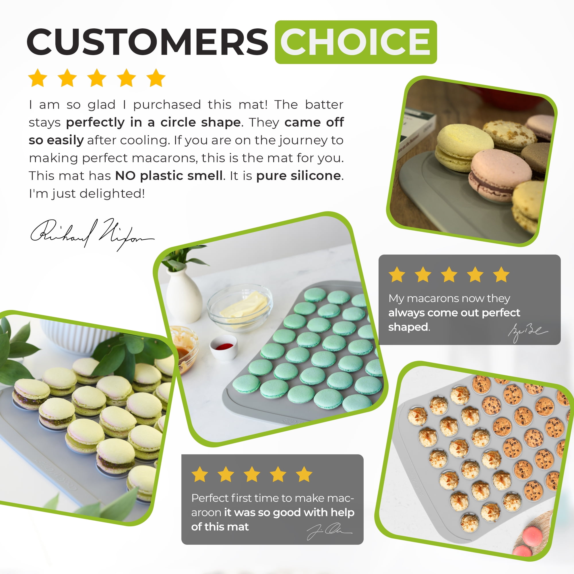 Professional Silicone Macaron Baking Mat - Thick Non-Stick Surface - Oven Microwave Dishwasher Freezer Safe - Reusable Sheet for Macarons, Meringues, Pastries - 42 Round Cookies by Cook'n'Chic
