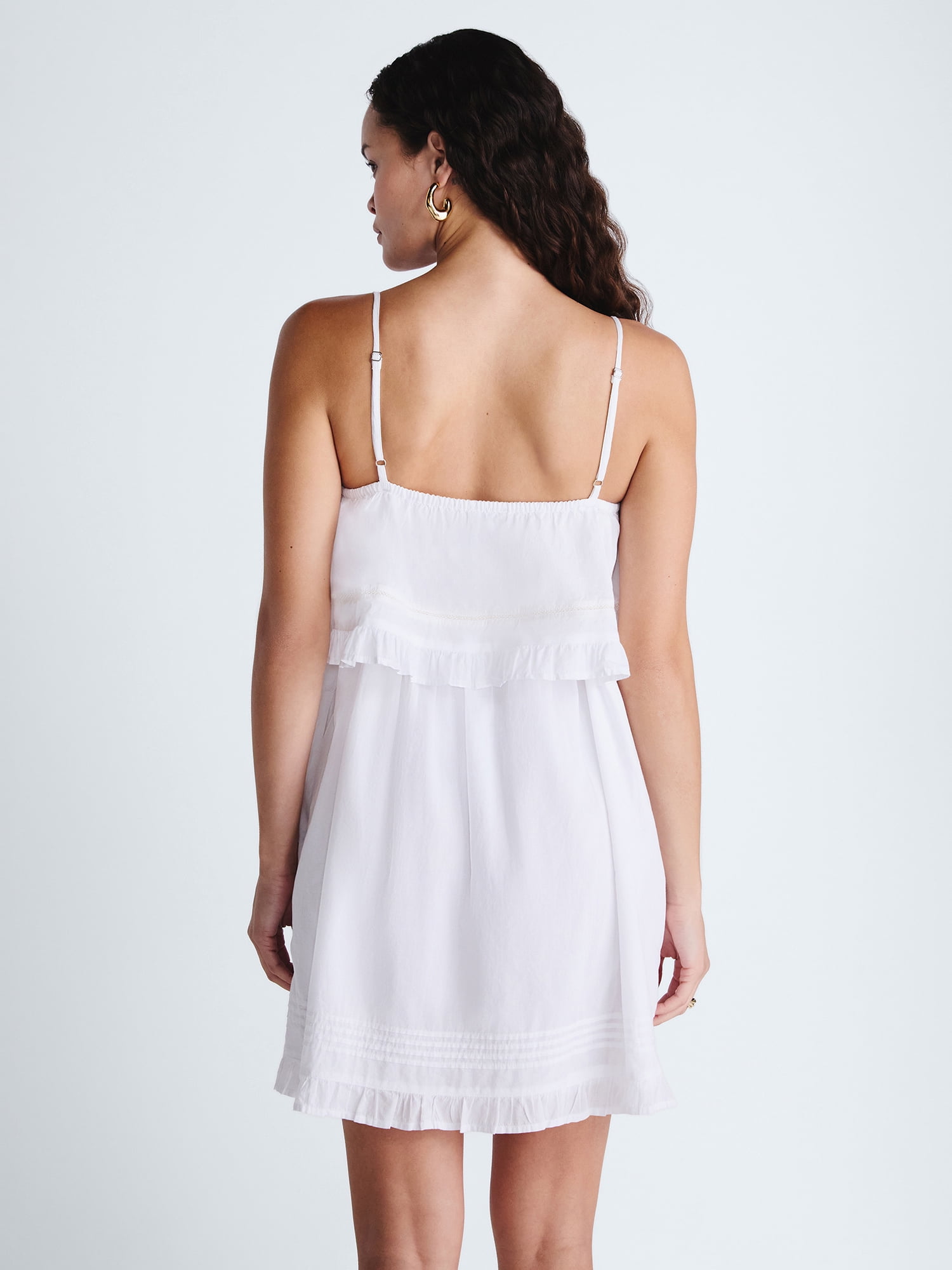 Scoop Women’s Flowy Cotton Mini Dress with Lace Trim, Sizes XS-XXL