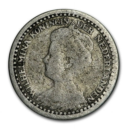 1910-1925 Netherlands Silver 10 Cents Wilhelmina I Avg Circ