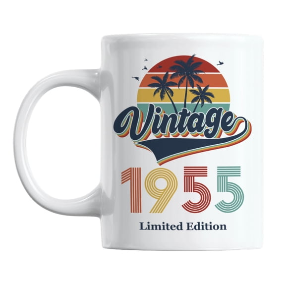 Vintage 1955 feat. Retro Sunset & Palm Trees Coffee & Tea Mug (11oz)