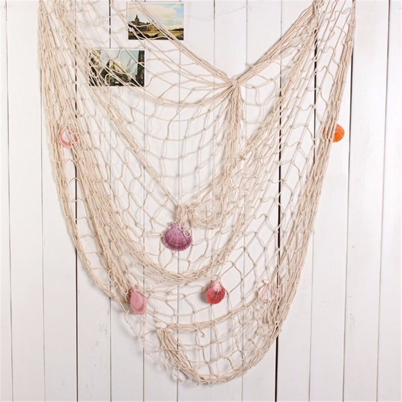 Mediterranean Style Decorative Fish Net Hanging Shells Nautical