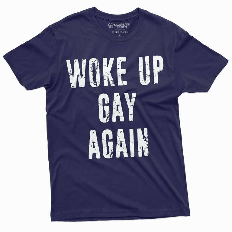 Men S Woke Up Gay Again Funny Lgbtq Pride Month T Shirt Equality Humor Tee X Large Military Green Walmart