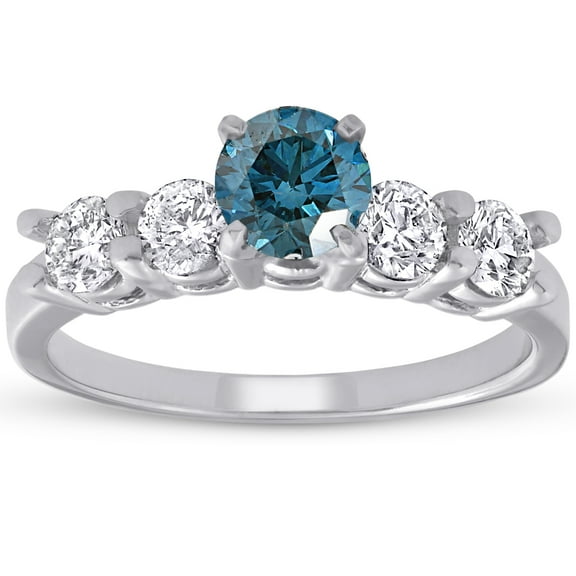 Pompeii 1 1/2ct Blue & White Diamond Engagement Ring 14k White Gold (G/H,I1-I2)