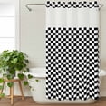 thumbnail image 3 of Black White Plaid No Hook Shower Curtain Waterproof, Bathroom Curtains with Snap in Liners and See Through Top Window, Modern Buffalo Check Gingham Art Hotel Style Bathtub Curtains Shower 36"Wx72"L, 3 of 8
