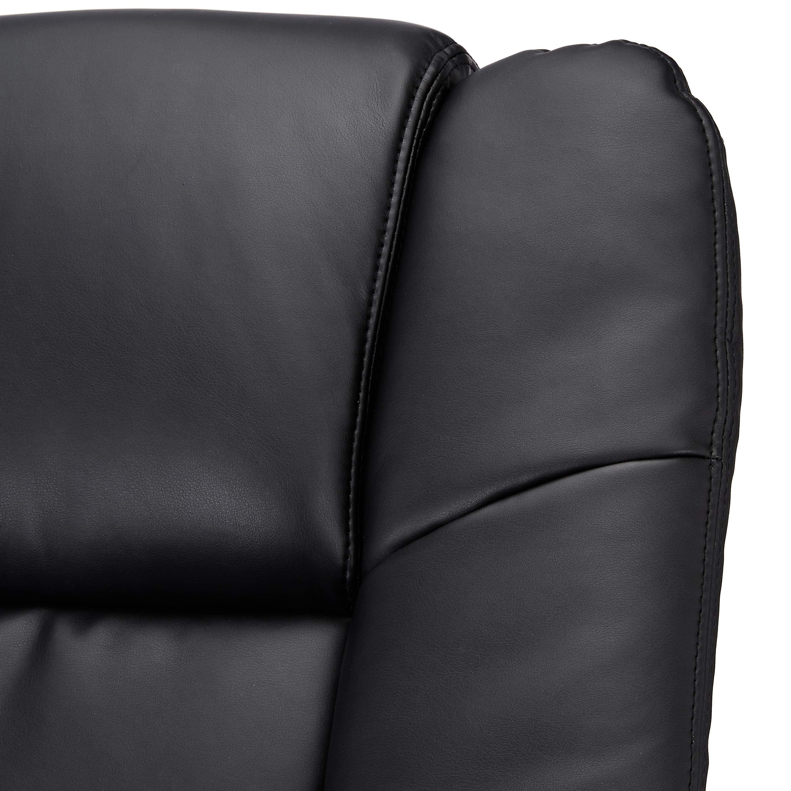 32'' Wide Manual Swivel Standard Recliner with Ottoman,Faux Leather,Black