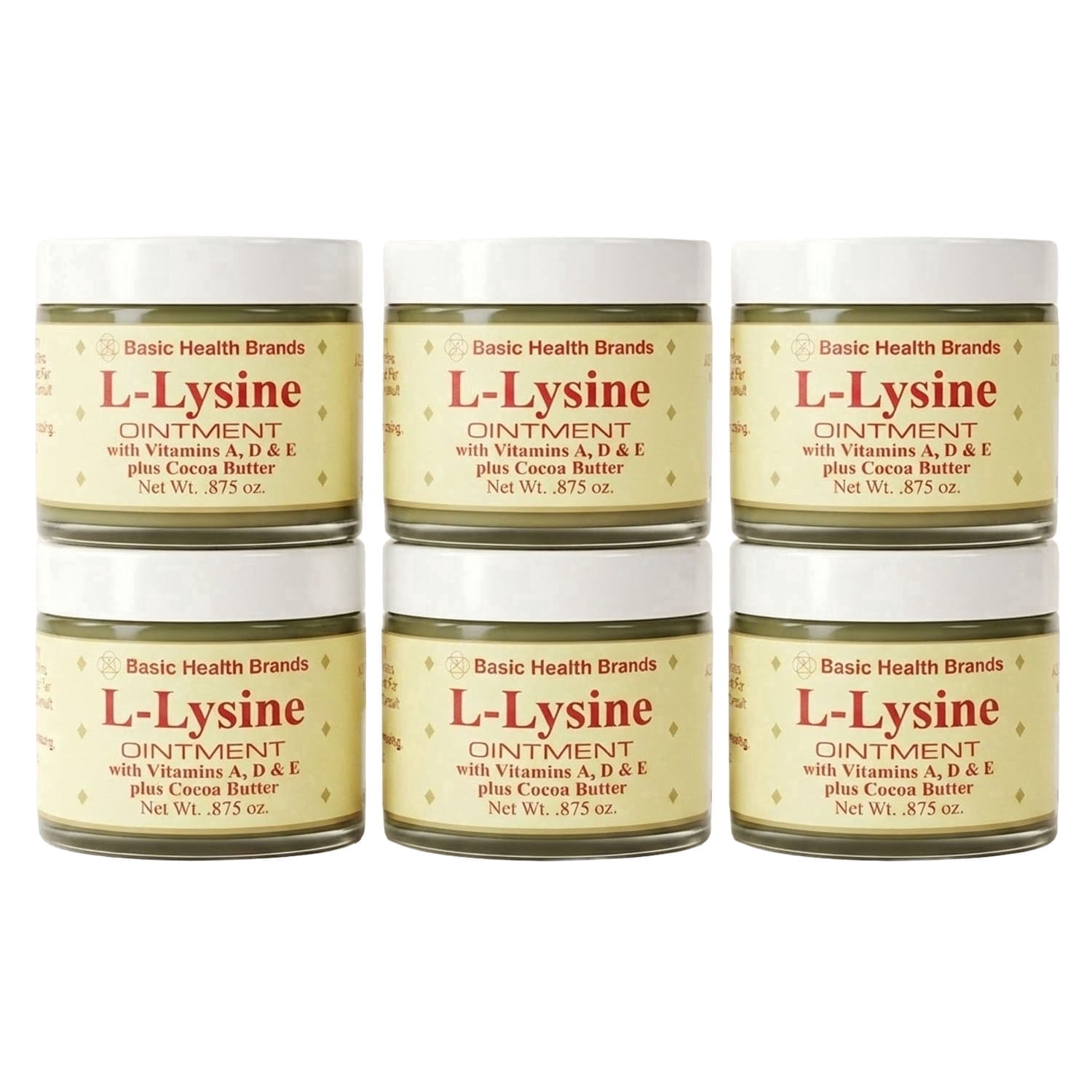 Basic Health Brands L-Lysine Ointment - Soothes Chapped Lips and Dry Skin – 6-Pack