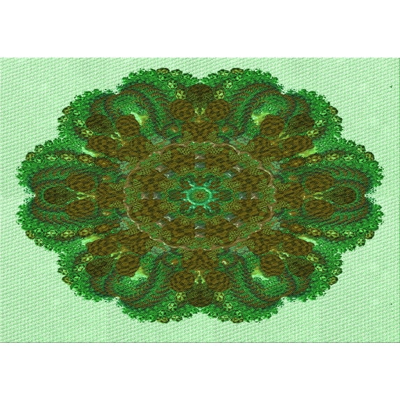Ahgly Company Indoor Rectangle Patterned Seaweed Green Area Rugs, 2' x 3'