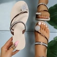 thumbnail image 2 of VerPetridure Women's Rhinestone Flat Sandals, Women Flip Flops with Clip Toe Ring Beadeed Rhinestone Crystal Jeweled Sandal Shoes for Summer Beach Oceanside Holiday Outdoor Size 6, 2 of 9