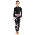 thumbnail image 3 of Haitryli Kids Girls Gymnastics Dance Outfits Mock Neck Long Sleeve Leotard with Yoga Leggings Set Pink 4XL, 3 of 7