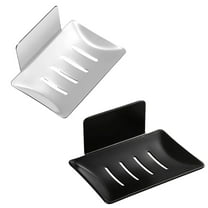 JUNZHIDAO Soap Holder for Shower, Stainless Steel Soap Dish, Wall Mounted Soap Stand with 3M Adhesive Back,Rustproof Soap Saver Sponge Holder for Bathroom,Tub,Kitchen Sink (1Black1White)