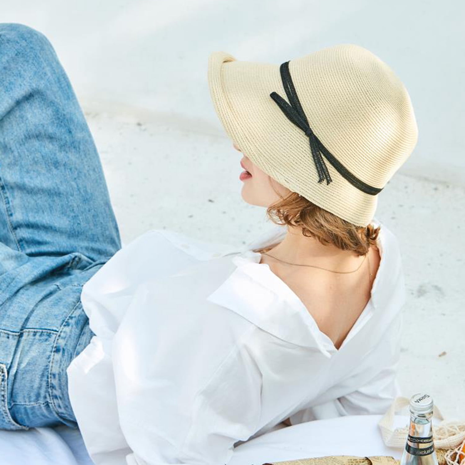 Women Floppy Sun Hat Foldable French Straw Beach Bonnet Cap