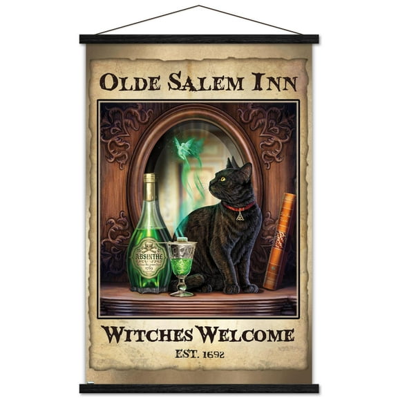 Lisa Parker - Absinthe Witches Welcome Wall Poster with Wooden Magnetic Frame, 22.375" x 34"